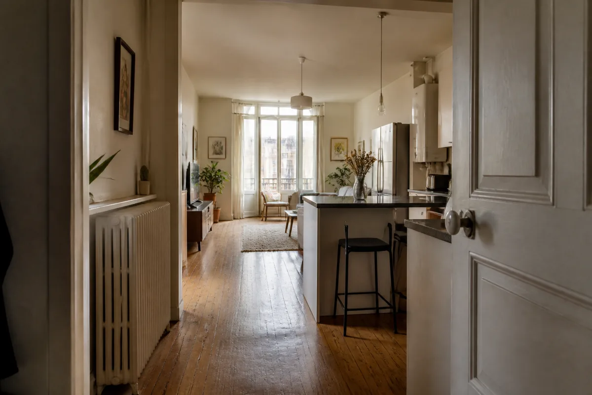 Appartement locatif ancien rénové illustrant un projet de cash-flow immobilier positif