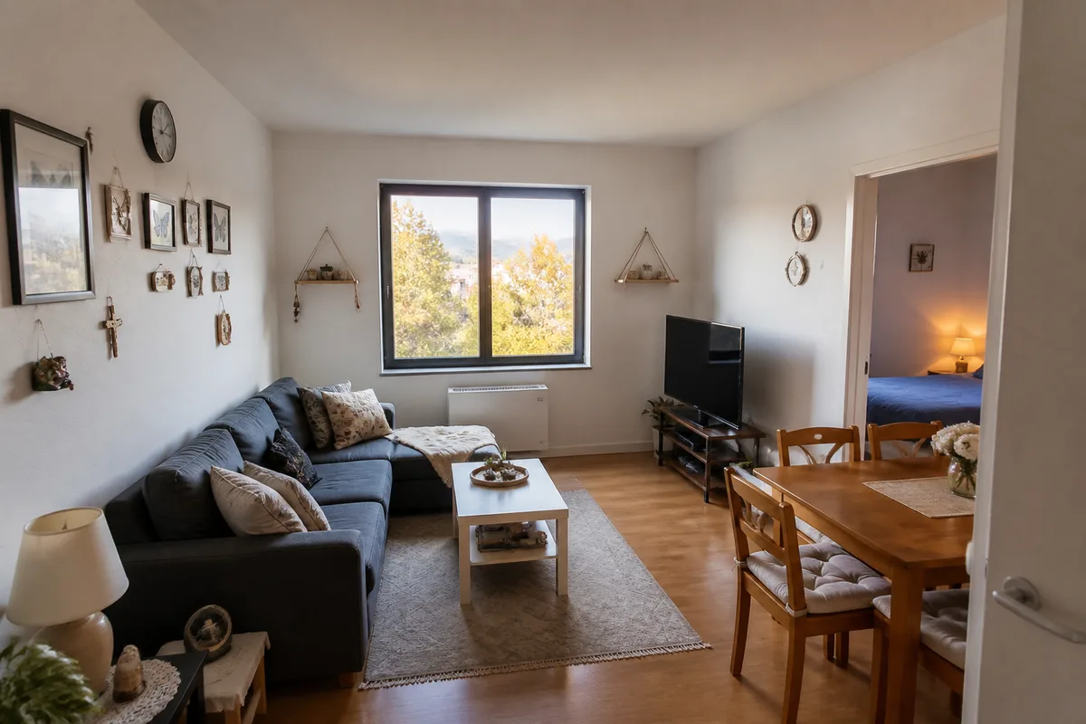 Photo réaliste d’un appartement meublé destiné à la location près des services